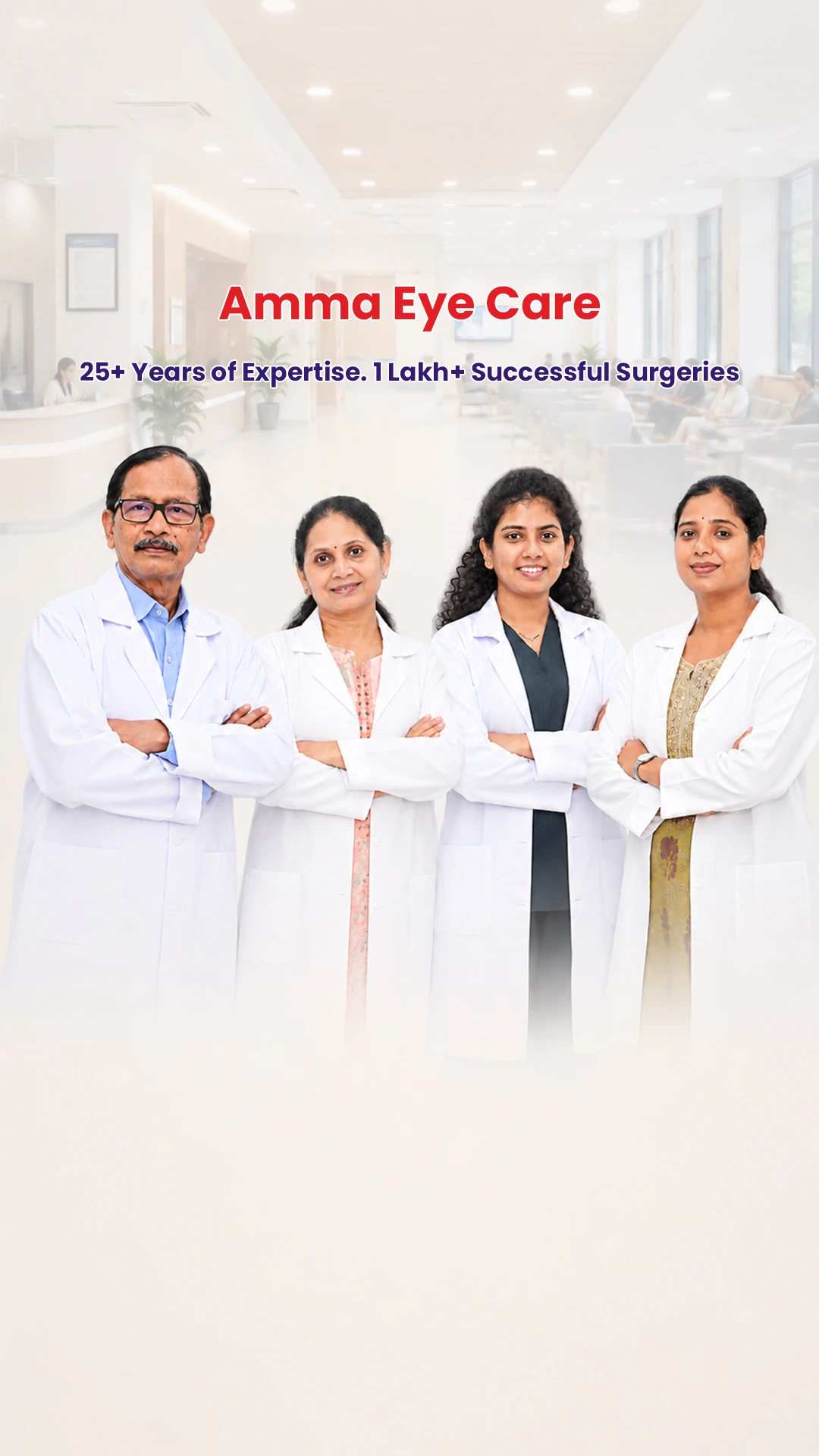 Doctors and staff at Amma Eye Care Hospital